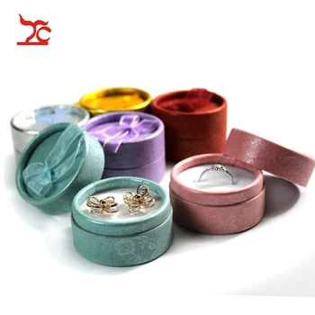 

Wholesale 200pcs/lot Round Gift Packaging Box Antique Ribbon Paper Storage Box for Ring Earring Casket Jewelry Display Holder