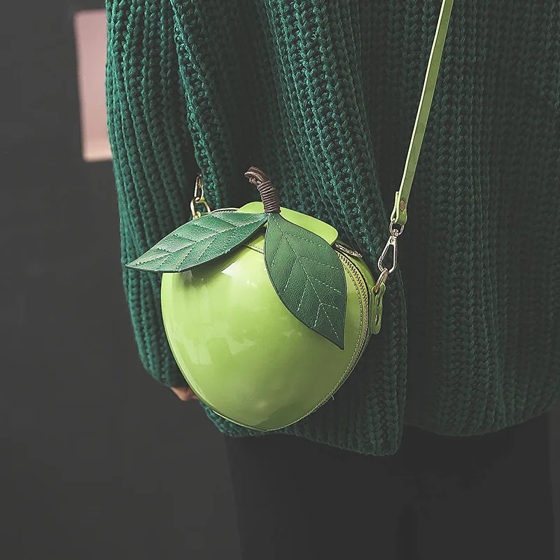 2018 Newest Hot Cute Cartoon Bags Apple Shape Shoulder Bag for Girls Mini Crossbody Bags Personality Purse Fashion Messenger Bag (36)