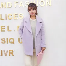 New Winter Casacos Femininos Woolen Coat Women Coats Jackets Women’s Clothing Sweet Long Wool Parkas Pink Overcoat Coat C1268