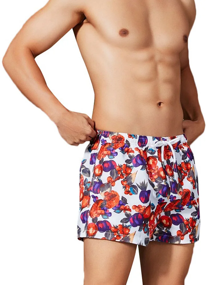 

Summer Tropical Style Sexy Board Shorts for Men Fruit Printed Pockets Beach Shorts Cozy Sports Shorts Men's New Clothing 2019