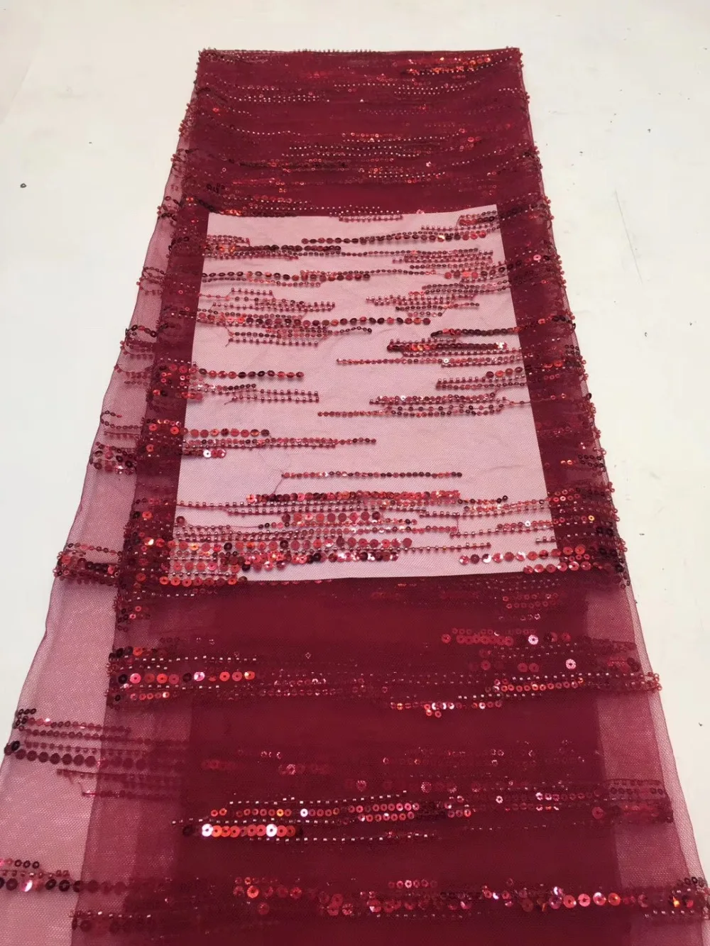 

French lace fabric 5yds/pce dhl wine sequins bead tube mesh fabrics women gorgeous luxury bright party event dress 2019 new
