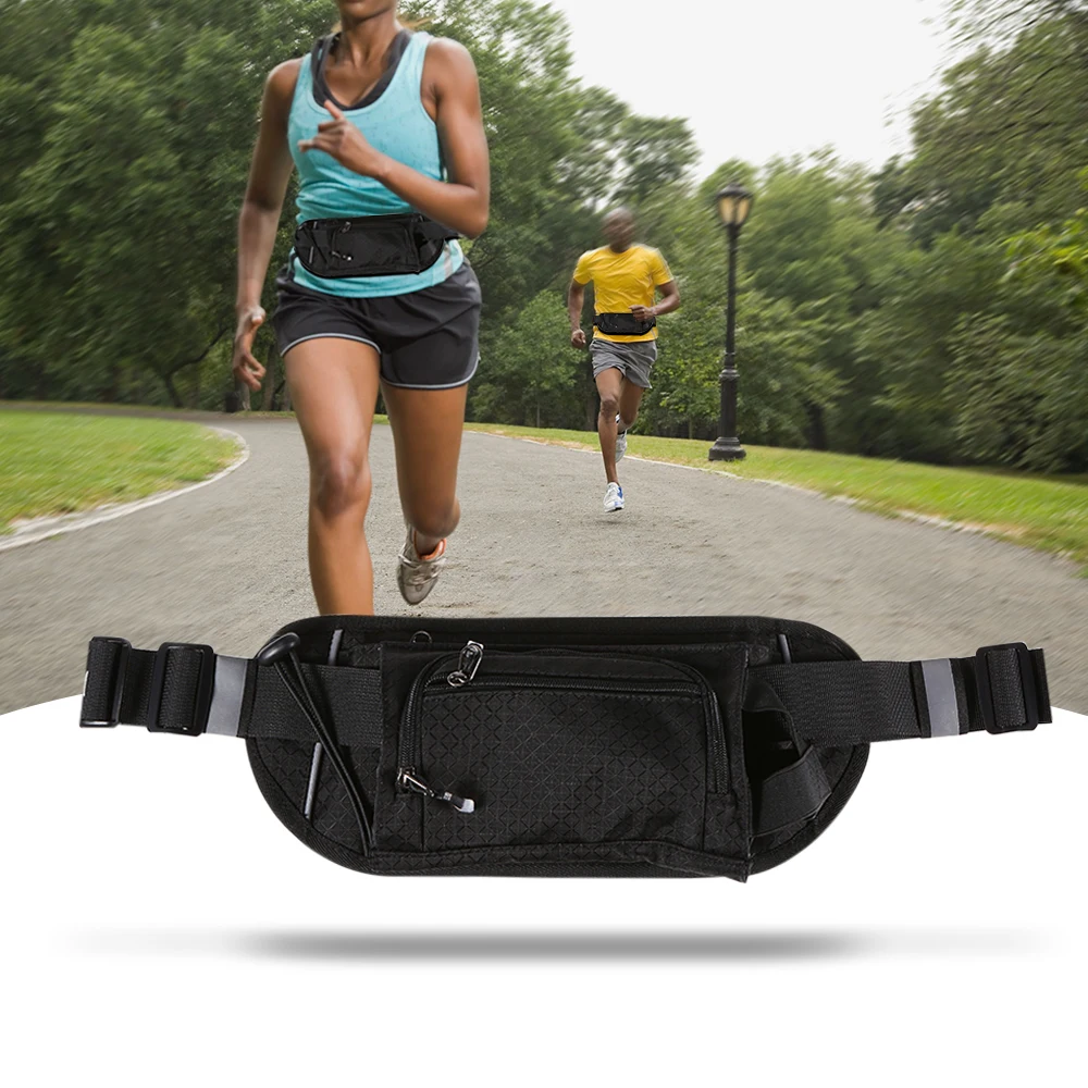Men Women Running Waist Bag Fitness Packs Reflective Waist Pouch