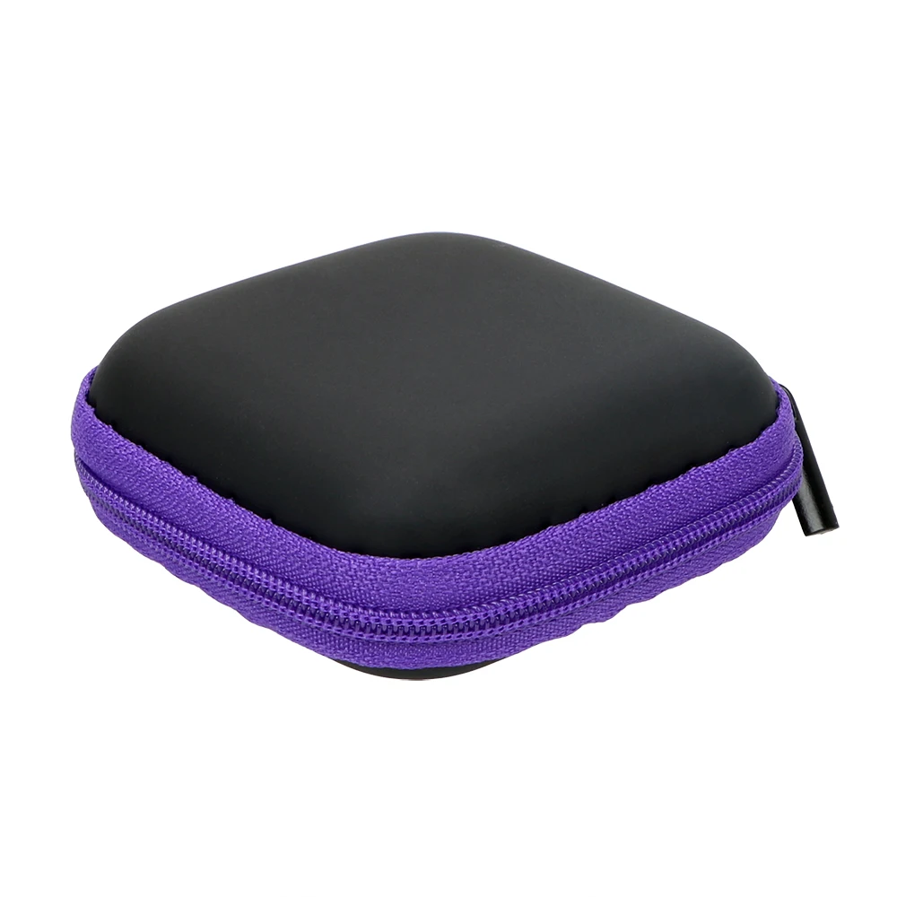 Портативный Футляр для наушников, органайзер для USB кабеля, сумка для хранения наушников, чехол для гарнитуры, защитный Мини-чехол для наушников на молнии - Цвет: Фиолетовый
