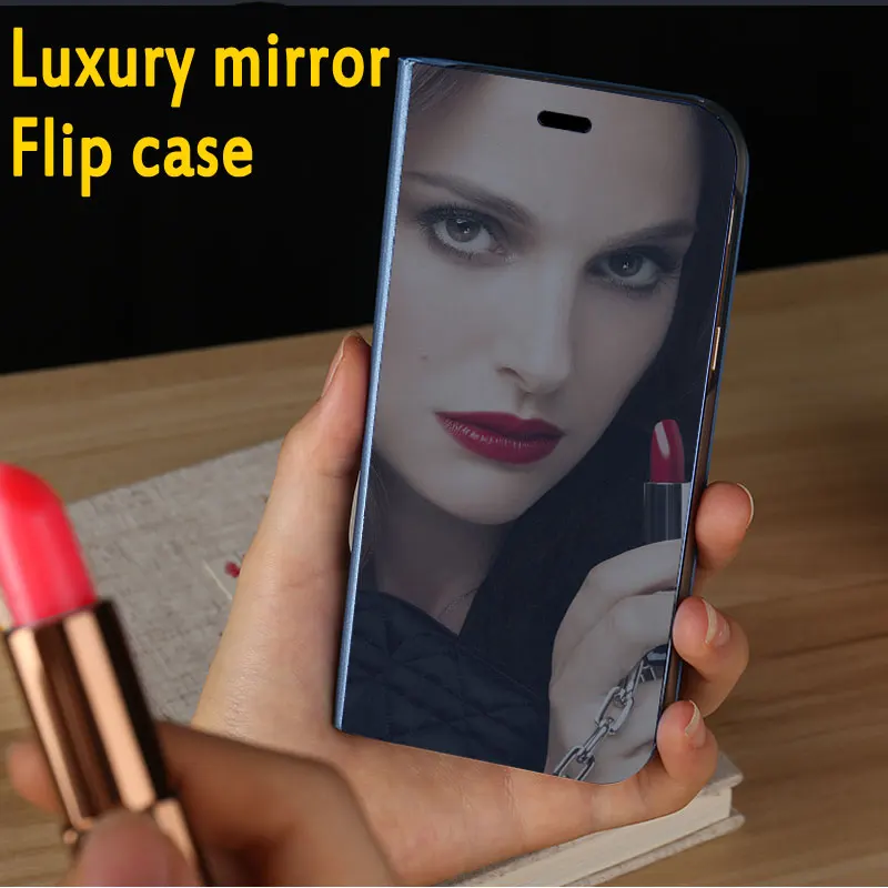 

Mirror View Smart Case For Huawei P smart Y7Prime 2018 Case Leather Stand Flip Case P20lite nova2i Y7pro 2018 Honor 9 Lite Cover