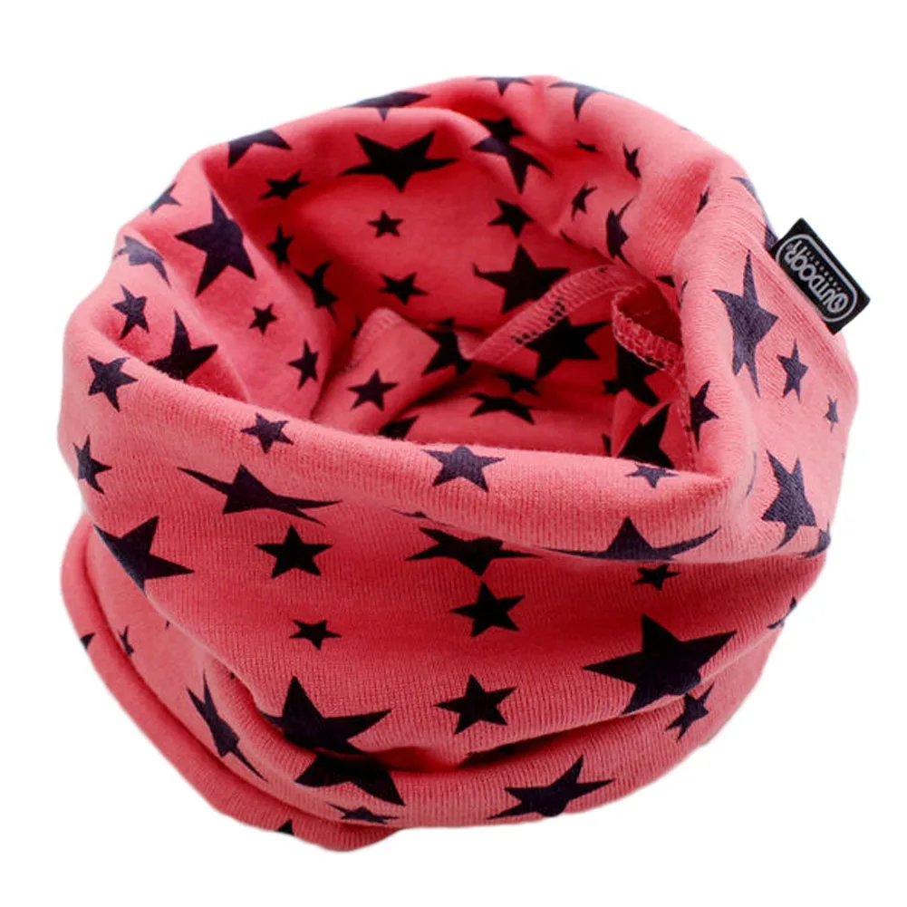 7 цветов, детский шарф со звездами и воротником, хлопковый теплый шарф на шею, унисекс, Зимний вязаный, Прямая - Цвет: hot pink