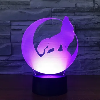 

Wolf usb night light 3D atmosphere light 7 color touch LED night light Gift table lamp 2012