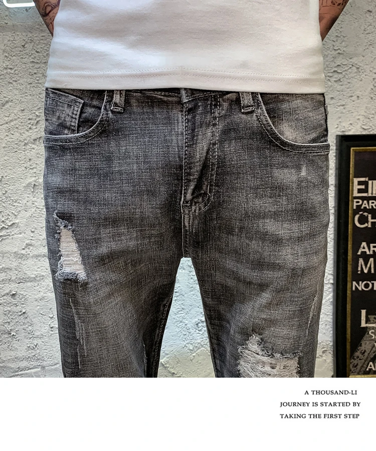 2019 Новинка весны и лета тенденции моды Повседневное пара Harajuku европейский и американский Стиль хлопок тонкий узкая нога джинсы