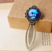 Новая мода стеклянный кабошон звездное небо узор дизайн сплав мини-закладки для книги креативные винтажные закладки 836