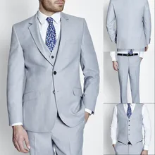 Комплект из 3 предметов лацкан с тупым углом; Модная высокая Quality2016 индивидуальный заказ мужские костюмы Slim Fit две пуговицы жениха для свадьбы, друга жениха, костюмы