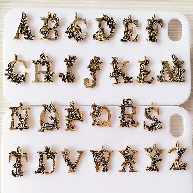

130pcs/lot 26 Letters Enamel Alloy Alphabet A-Z Letter Tag Charms For Jewelry Pendant Making Wholesale 18*13mm