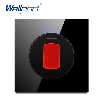 

Wallpad 2019 New Arrival Crystal Glass Panel 20A Water Heater Push Button Wall Light Switch With LED Indicator