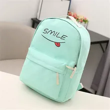 2016 New Fashion Canvas Backpack Rucksack Funny Smiling Face New Schoolbags Schoolbag Student Book Bag Mochila Feminina