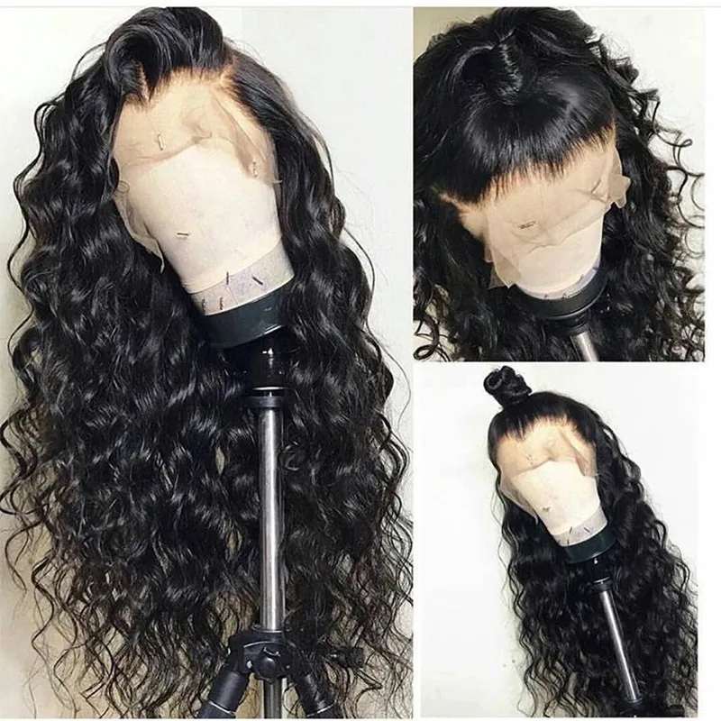 250% Glueless полный парик шнурка Прозрачный глубокая свободная волна бразильские
