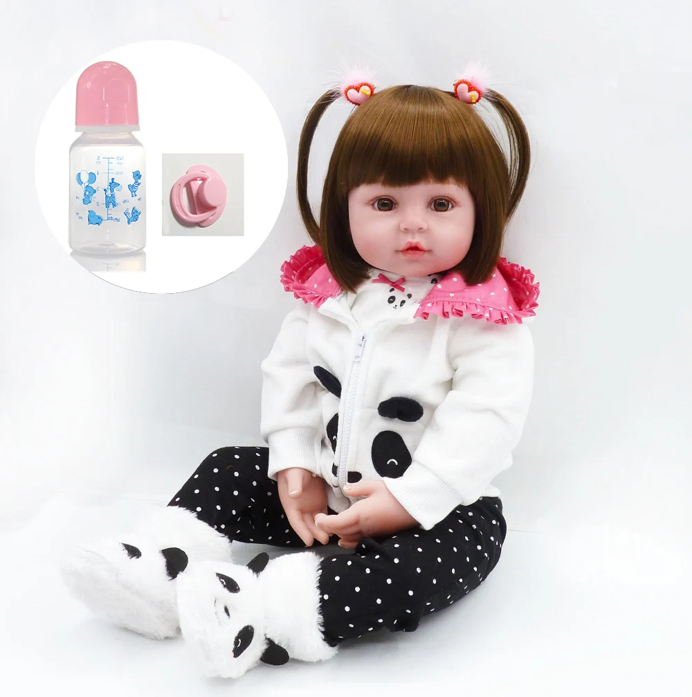 

24" Lovely girl doll reborn babies soft silicone baby dolls cloth body fashion doll gift for child bebes reborn menina boneca