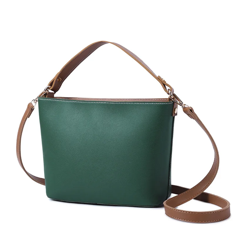 

Casual Leather Tote Bag Women Simple Shoulder Bag 2019 New Fashion Female Bucket Handbag Large Capacity Sling Bags Black Green
