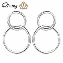 QIMING Круглый Серьги гвоздики для женщин серебряные европейские ювелирные изделия девушки подарок лето бохо серьги оптом ювелирные изделия