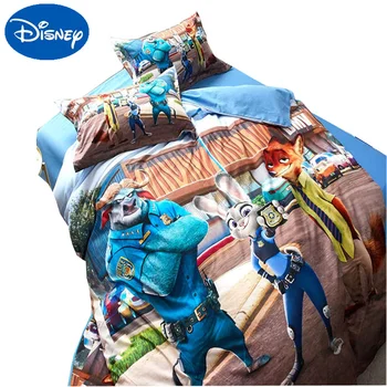 

Disney cartoon Zootopia bedding set 3d Print soft sanding quilt cover girl boy Bedroom 600TC Cotton bedspreads queen single twin