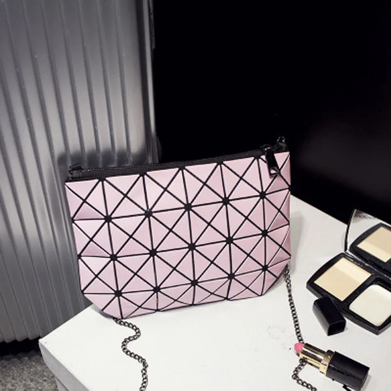 

Fashion geometric triangle rhombus square mosaic clutch new women solid color folding bag casual mobile phone bags shoulder bag