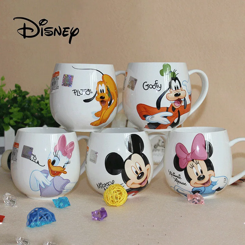

Hot Disney Children 400ML Meter Mouse Ceramic Cup Cartoon Pattern Donald Duck Goofy Pluto Lady Men's Cup Office Coffee Milk Cups