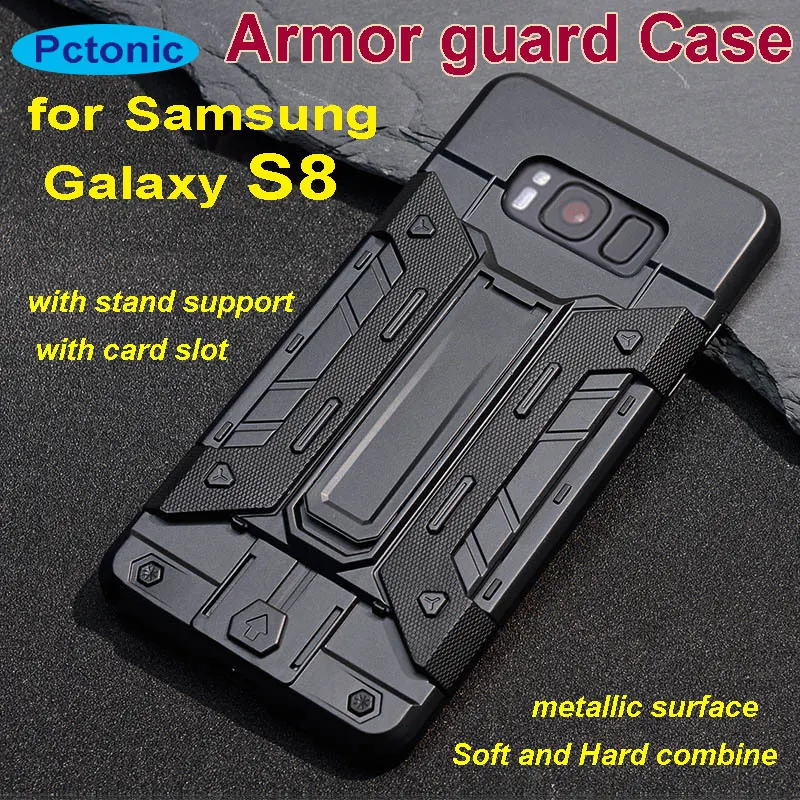 Armor-guard-Protect-case-stand-holder-for-Samsung-S8-Heavy-Anti-knock-soft-back-cover-TPU-Shell