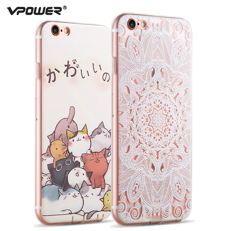 Vpower для iphone 6 6s ТПУ чехол 3D рельефный мультяшный девушка plus 4 7 дюймов Мягкий