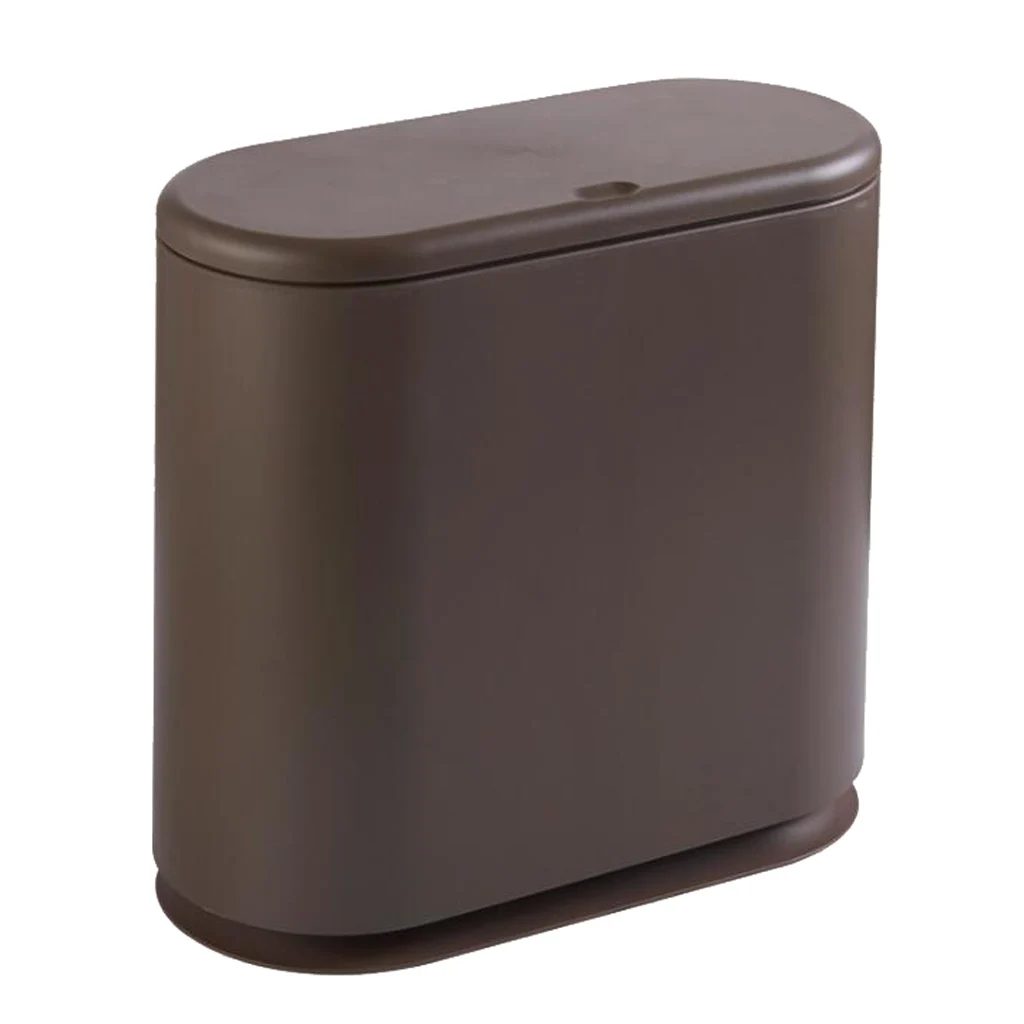 Modern Fashion White Flip Lid Trash Can Double Garbage Bag Holder Waste Bin