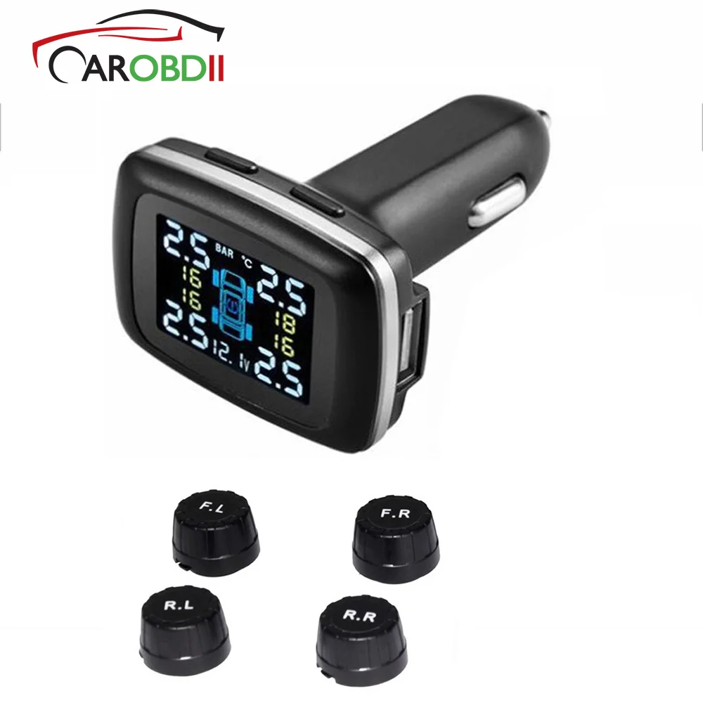 

2019 Car TPMS Tire Pressure Monitoring System Tire Alarm Car Charger Real Time Digital Tire Pressure Monitoring System Wireless