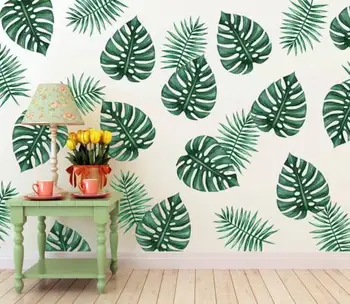 

Palm Leaves Wall Stickers Vinyl DIY Removable Tropical Leaves for Living Room Kitchen Decoration Wall Decals
