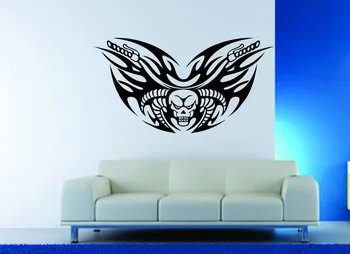

Wall Decor Vinyl Sticker Decal Biker Bike Harley Scull Motorcycle