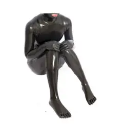 Латекс комбинезон полное облегающий костюм с ног пять пальцев носки капюшон маска Перчатки резиновые костюм кошки латекс чулок комбинезон