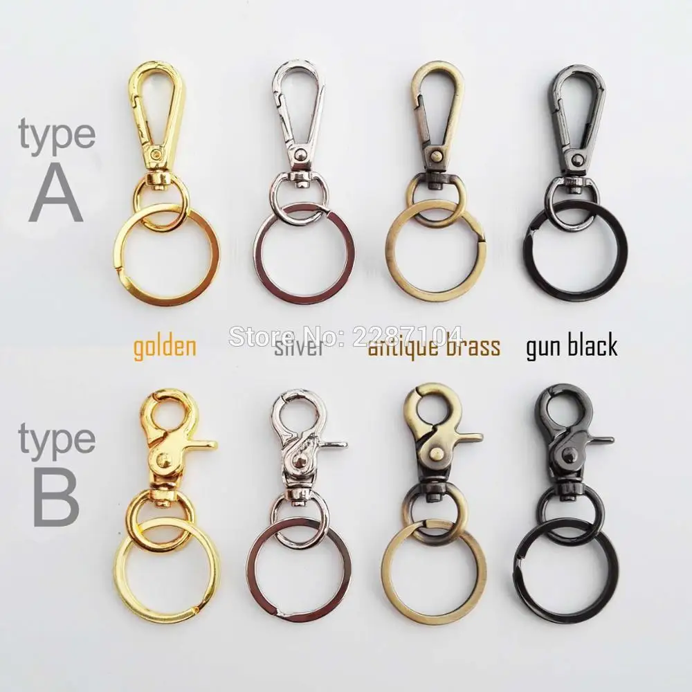 5pcs Rose Gold Swivel Trigger Lobster Clasp Clip Hook Bag w/ Split Key Ring 
