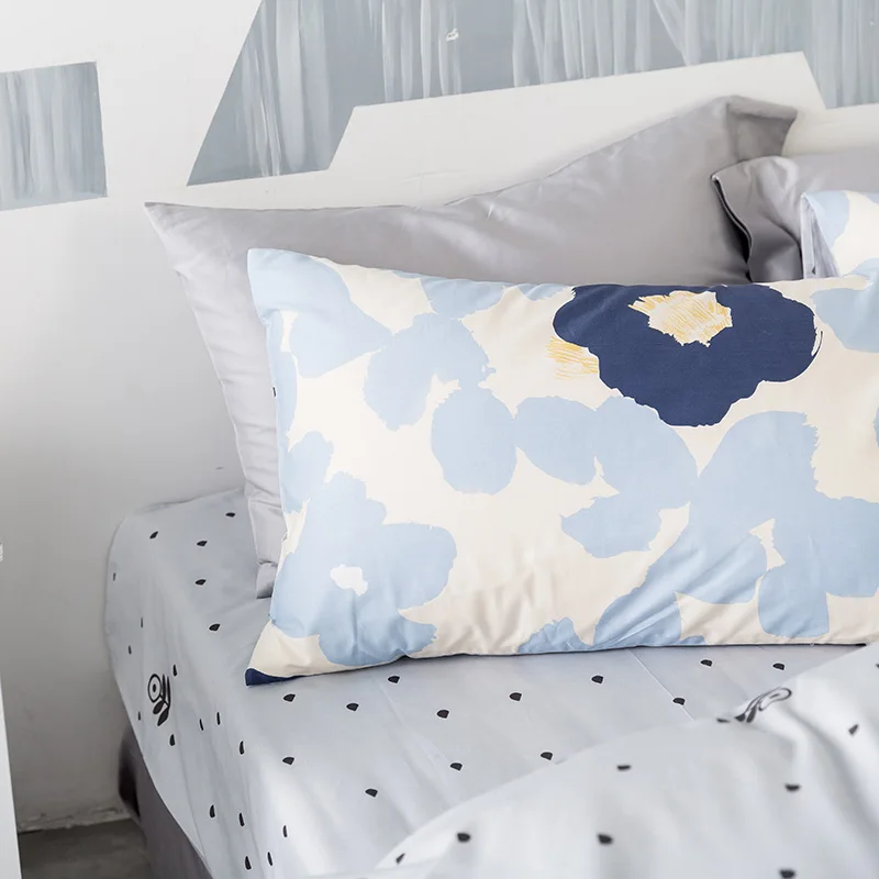 Waliicorners Cartoon 100% Cotton Bedding Set cute cat Duvet Cover Sets Soft Bed Linen Flat Bed Sheet Set Pillowcase 4PCS bed cover 38 5T6A5821