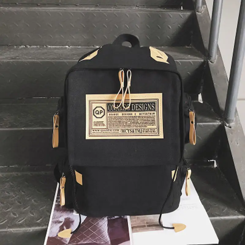 XIAODOO модные повседневные холщовые рюкзаки для мужчин и женщин, рюкзак для ноутбука, школьный рюкзак для колледжа, вместительный рюкзак унисекс - Цвет: BK