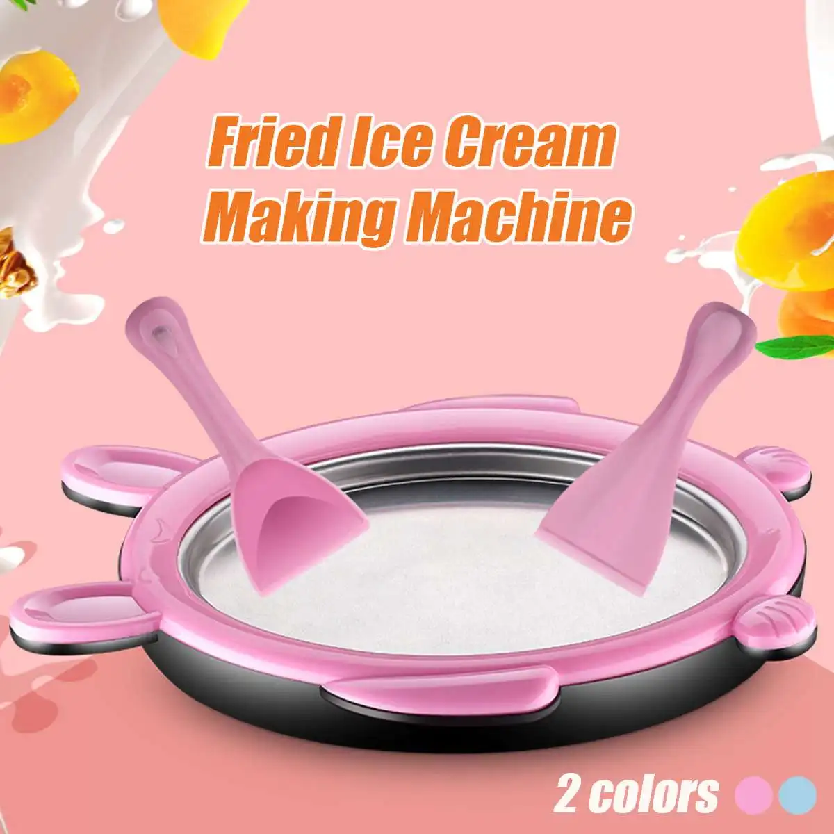

Cartoon Mini Fried Ice Cream Yogurt Making Machine Fruit Roll Maker Pan Summer Cool Ice Make Ice For Kids Pink Blue