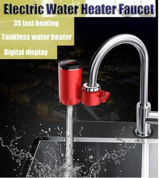 

3000W Free-installation Electric Water Heaters Kitchen Cool/Hot Water Faucet 3 Sec LED Water Heater Rotatable With Temp Display