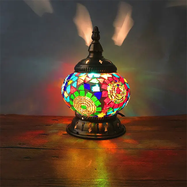 Турецкая мозаичная лампа для чашки, настольная лампа для кровати, ручная работа, цветной стеклянный абажур, марокканская лампа, цветная Свадебная декоративная настольная лампа - Цвет абажура: Цвет: желтый