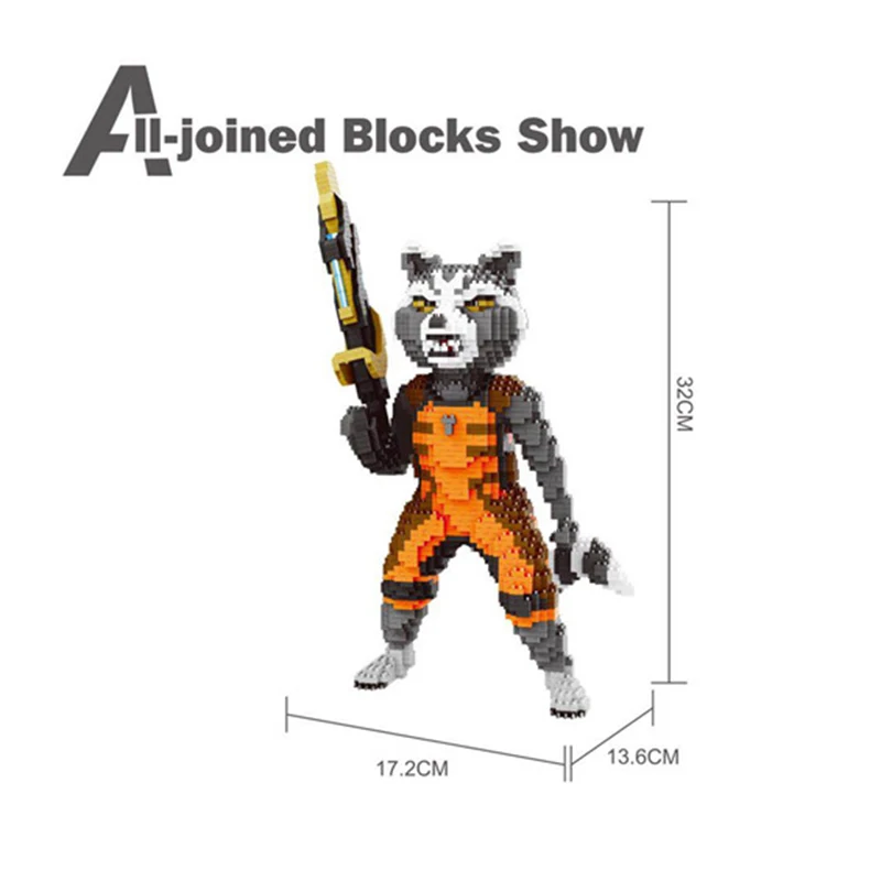 

Marvel Avengers Rocket Raccoon Super Hero 3D Model DIY Diamond Nano Blocks Bricks Mini Building Assembly Toy