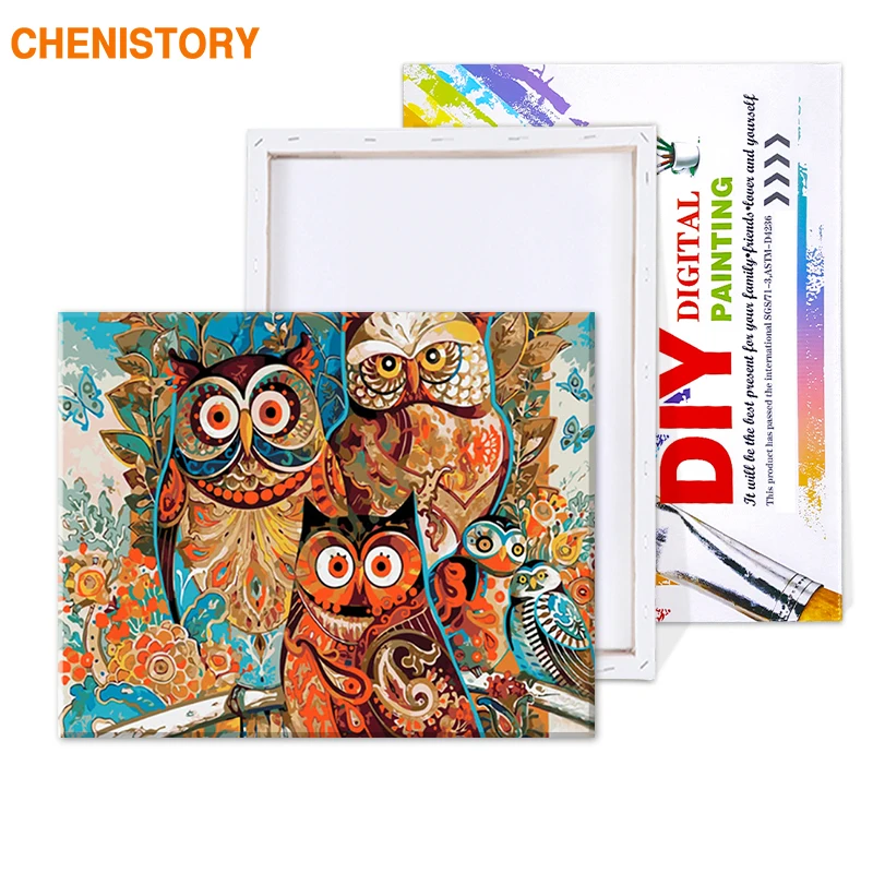 CHENISTORY Frameless Vintage Owl DIY Painting By Numbers Acrylic Paint On Canvas Kit Animals Paint By Numbers For Home Decor Art custom painting canvas,canvas wall art