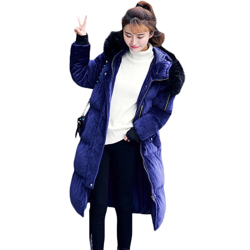 

Warm Winter Coat Female Thick Velvet Brief Solid Long-sleeved Outerwear Comfortable Fashion Cotton Women's Trendy Jaqueta XH708