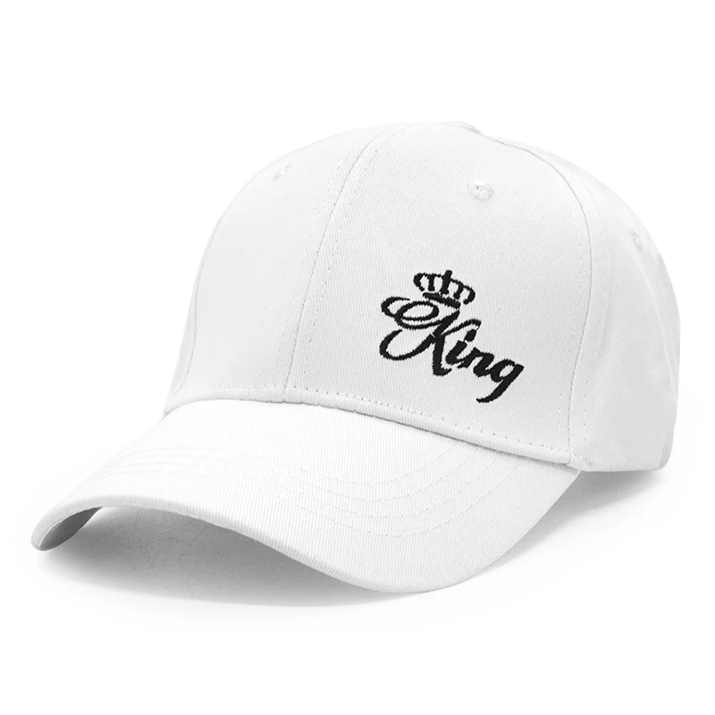 King Queen Baseball Cap Embroidery Letter Hip Hop Hat Casquette Men Women Dad Bone Summer Couple Lover Casual Snapback Caps - Цвет: KING white