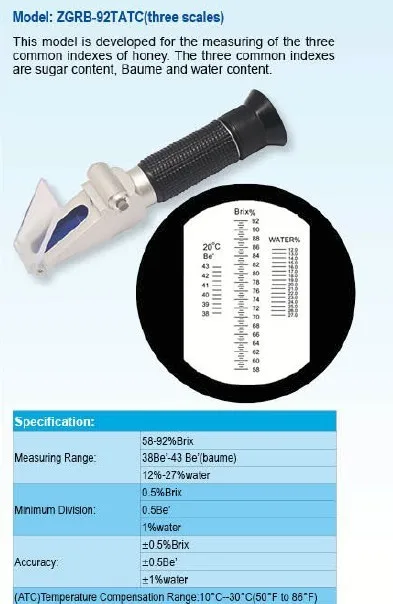 6 шт./лот ручной освещение Мёд Brix рефрактометры zgrb-92tatc