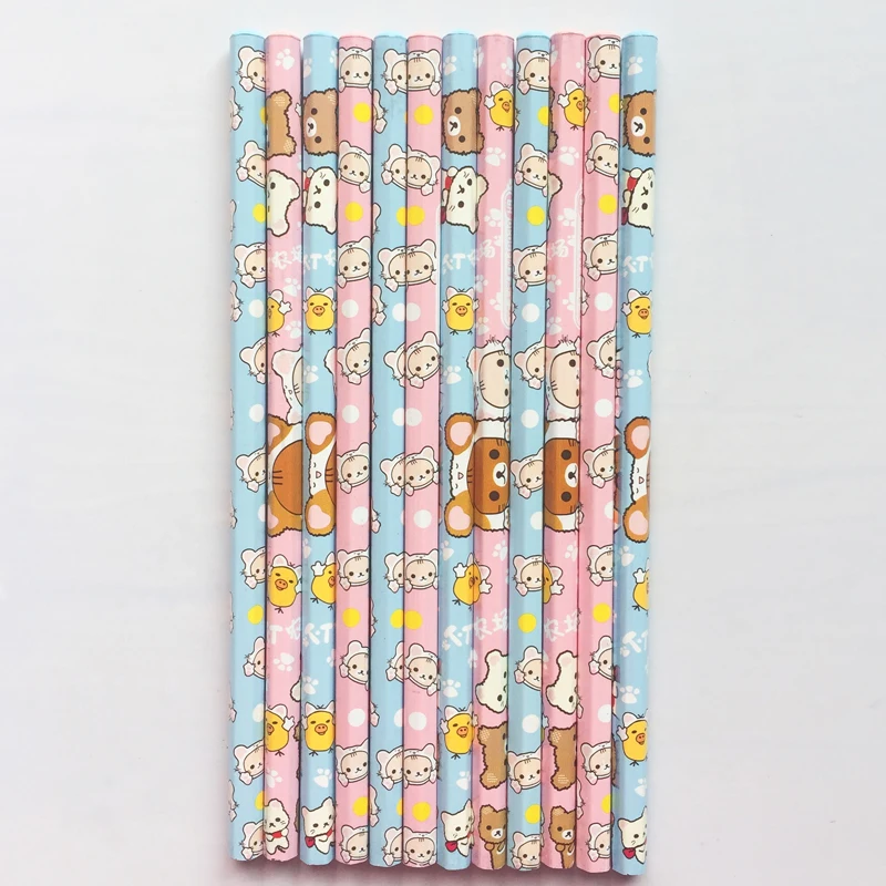 

4X Cute Rilakkumar Standard Wood Pencil Long Handle Writing Drawing Tool School Office Supply Student Stationery Kids Gift