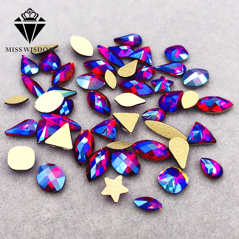 

Free shipping Random mixing 20pcs/50pcs flatback nail art Red AB glass crystal glue on nail rhinestones DIY Accessories
