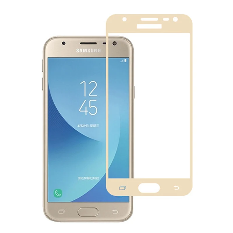 9H полное покрытие закаленное стекло для Samsung Galaxy J3 J330 J330F J330FN J330H Duos чехол для ЕС-версии защита экрана - Цвет: Gold