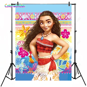 

Moana Princess Photography Background Colorful Flowers Custom Photo Studio Background Backdrop Vinyl 220cm x 150cm