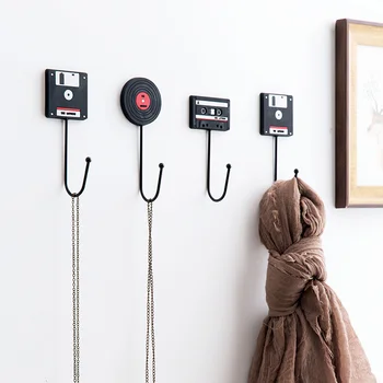 

Free Shipping! 3pcs/lot Resin Cassette & Tape Resin Hook Self Adhensive Wall Hanger Metal Hook Fashion Style Home Decoration