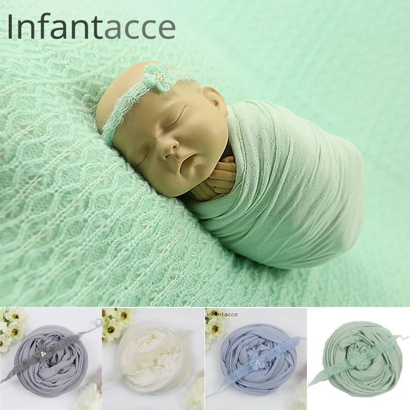 

stretchy wrap+headband set knitted Wraps blanket hairbands accessories baby girl headbands NWB038