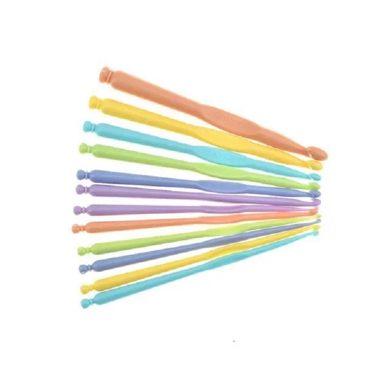 

High Quality Set/12 Pcs ABS Plastic Colourful Weaving Tools Sweater Needle Crochet Template Kit Knitting Needles Tool