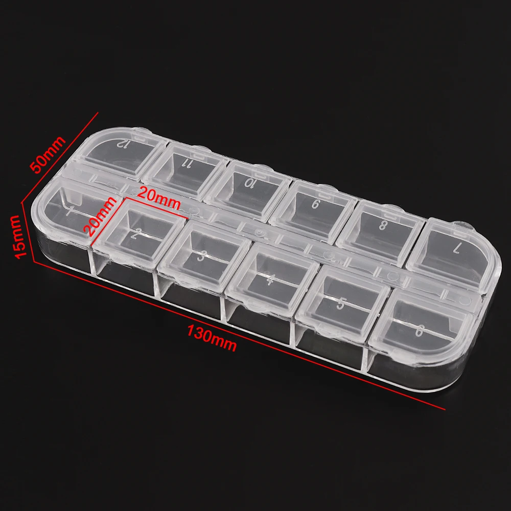 

Storage Box 12 Grids Fixed Portable Transparent PP Plastic Storage Box for Small Components Jewelry Bead Pills Buttons Organizer