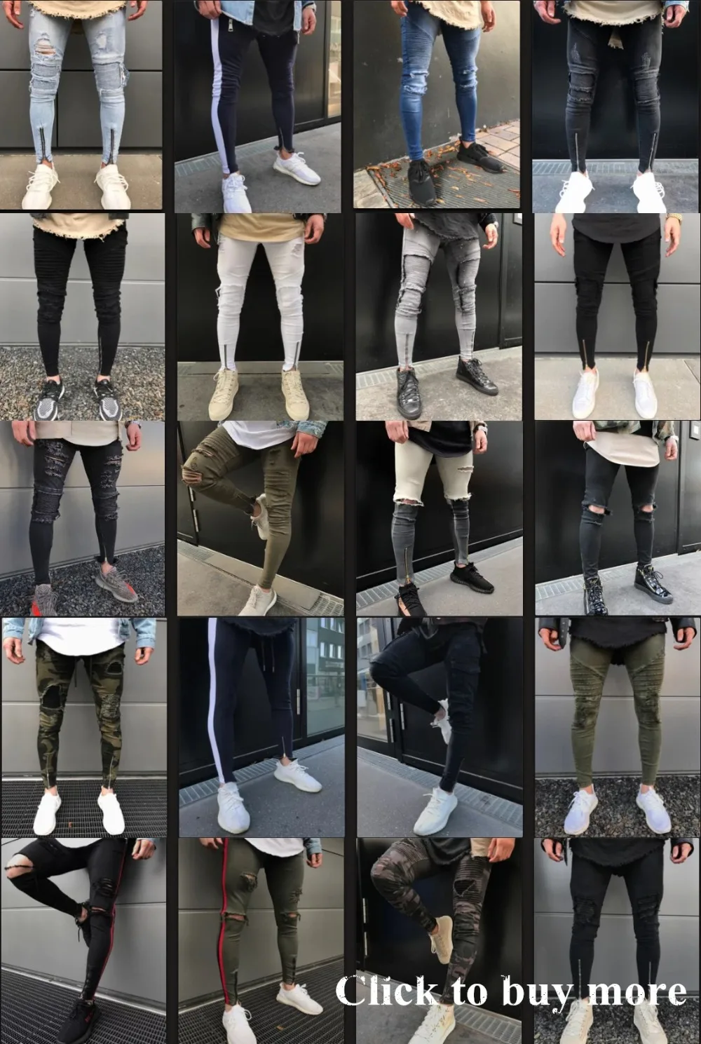 Новинка, мужские обтягивающие джинсы с дырками на коленях, хип-хоп, обтягивающие джинсы, модные, с белыми полосками, рваные, стрейчевые, уличная одежда, джинсовые брюки